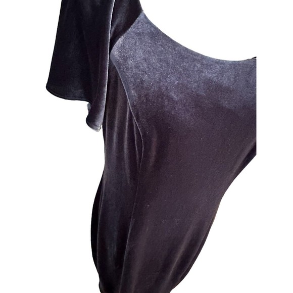 ELIZA J Women's Sheath Dress Blue Velvet Short Flutter Sleeves Lined Size 14 New - Picture 2 of 16